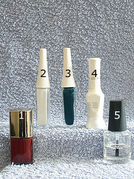 Productos para motivo flores en rojo y blanco - Esmalte, Nail art liner, Nail art pen, Esmalte transparente