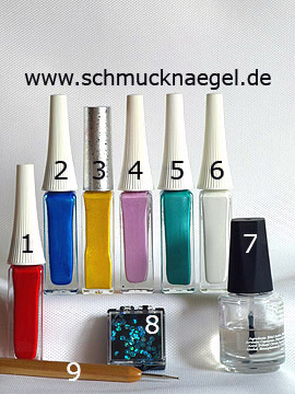 Productos para diseño retro con lentejuelas en turquesa - Nail art liner, Lentejuelas, Spot-Swirl