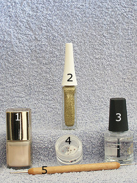 Productos para motivo boda en uñas francesas - Esmalte, Nail art liner, Piedras strass, Spot-Swirl, Esmalte transparente