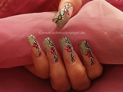 Uñas francesas en verde-glitter