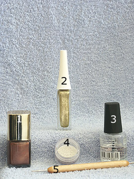 Productos para motivo uñas artificiales en marrón - Esmalte, Nail art liner, Nail art bouillons, Spot-Swirl, Esmalte transparente