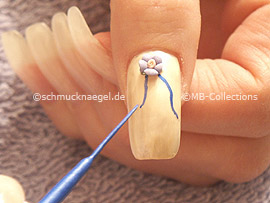 Nail art liner in the colours dark-blue, black and silver-glitter