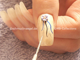 Nail art liner in the colours dark-blue, black and silver-glitter