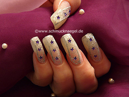 Nail design with net lace tulle