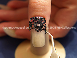 Lace border and the tweezers