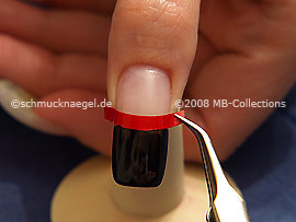 The tweezers and the French manicure template