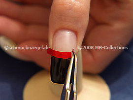 The tweezers and the French manicure template