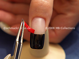 The tweezers and the French manicure template