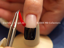 The tweezers and the French manicure template