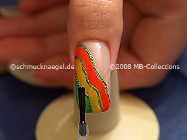 The clear nail polish protects the nail art