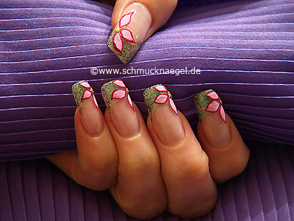Fingernail motif with glitter nail lacquer