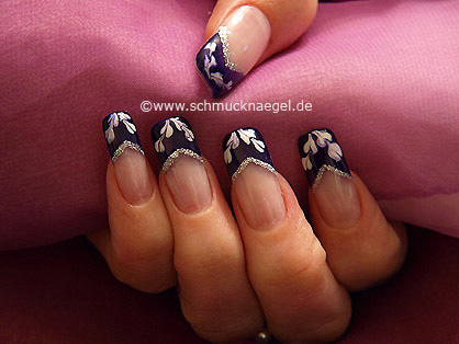 French motif with colour gel and nail art liner