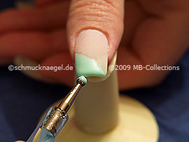 By Synthetic fingernails also paint the edge of the fingernail.