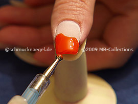 By Synthetic fingernails also paint the edge of the fingernail.