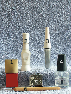 Products for marbling motif - Nail polish, Nail art Pen, Nail art Liner, Strass stones, Spot-Swirl, Clear nail polish