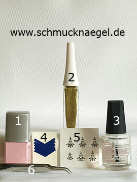 Products for the motif with nail sticker and nail lacquer in rosa - Nail polish, Nail art liner, French manicure templates, Nail sticker
