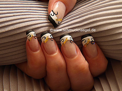 Fingernail motif with beaten gold