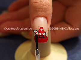 The clear nail lacquer protects the nail art