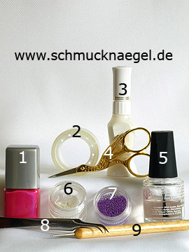 Products for the motif with half pearls and nail art bouillons - Nail polish, Nail art pen, Half pearls, Nail art bouillons, Spot-Swirl