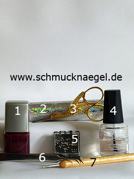 Products for the motif with hologram foil and strass stones - Nail polish, Hologram foil, Strass stones, Spot-Swirl