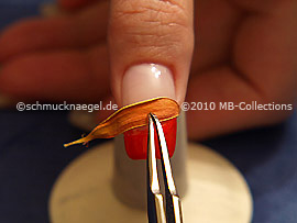 Dried leaf and tweezers