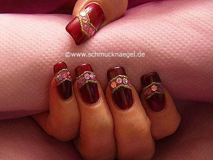 Nail art decoration - Fingernail motif with sequins