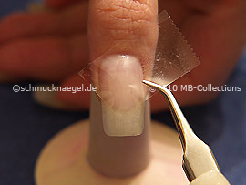 Clear adhesive tape, cutter and tweezers