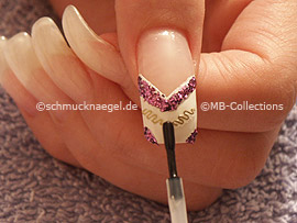 clear nail polish, rosewood skewer and strass stone in purpl