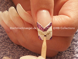 clear nail polish, rosewood skewer and strass stone in purpl