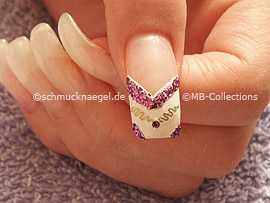 clear nail polish, rosewood skewer and strass stone in purpl