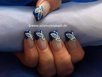 Decorated Fingernails With A French Motif Nail Art Designs