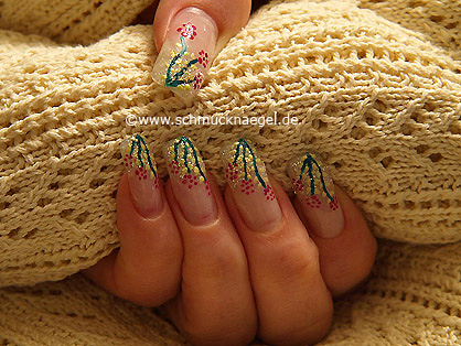 Nail art for springtide with glitter-powder