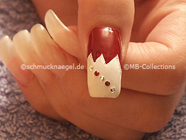 spot-swirl or a thootpick and strass stones in the colour crystal and dark-red