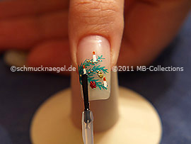 The clear nail lacquer protects the nail art