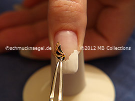 Nail art sticker with strass stones and the tweezers