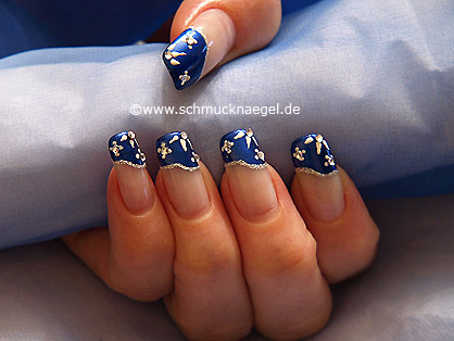 French design fingernail motif with strass stones