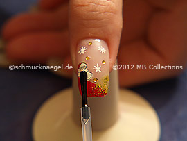 The clear nail lacquer protects the nail art