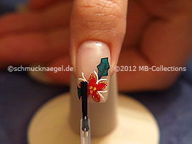 The clear nail lacquer protects the nail art