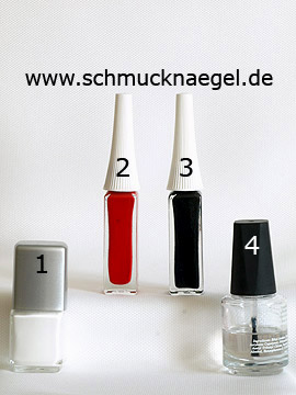 Products for the French design with nail art liner and nail lacquer - Nail polish, Nail art liner
