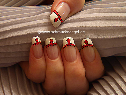 French design with nail art liner and nail lacquer