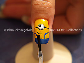 The clear nail lacquer protects the nail art
