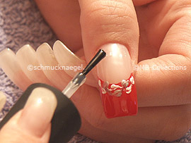 clear nail polish, tweezers and two inlay motifs