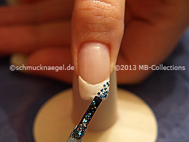 Clear nail lacquer with glitter and sequins