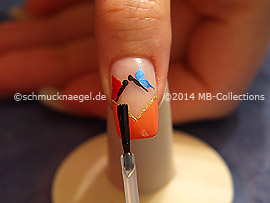 The clear nail lacquer protects the nail art