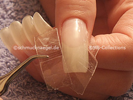 clear adhesive tape, cutter and tweezers