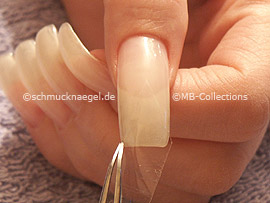 clear adhesive tape, tweezers and cutter
