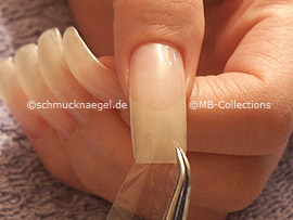 clear adhesive tape, tweezers and cutter