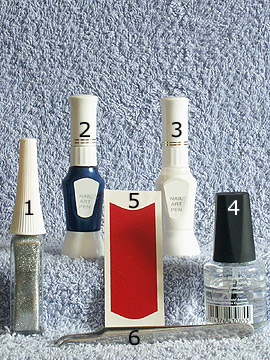 Products for French floral motif - French manicure templates, Nail art liner, Nail art pen, Clear nail polish