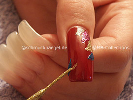 nail art liner in blue-glitter and gold-glitter