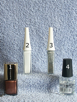 Products for motif full cover in brown - Nail polish, Nail art liner, Clear nail polish